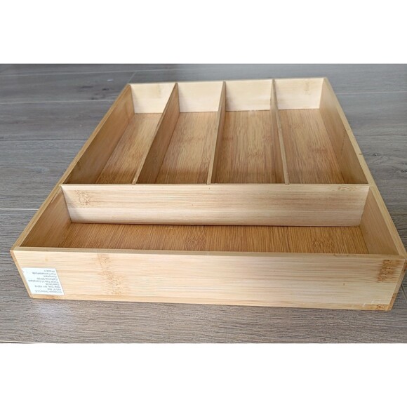 Bamboo Kitchen Utensils Tray Multi Grid Organizer Home Decor Jewelry Box - Picture 5 of 13